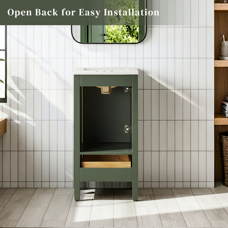 18" Single Bathroom Vanity with Ceramic Top, Green