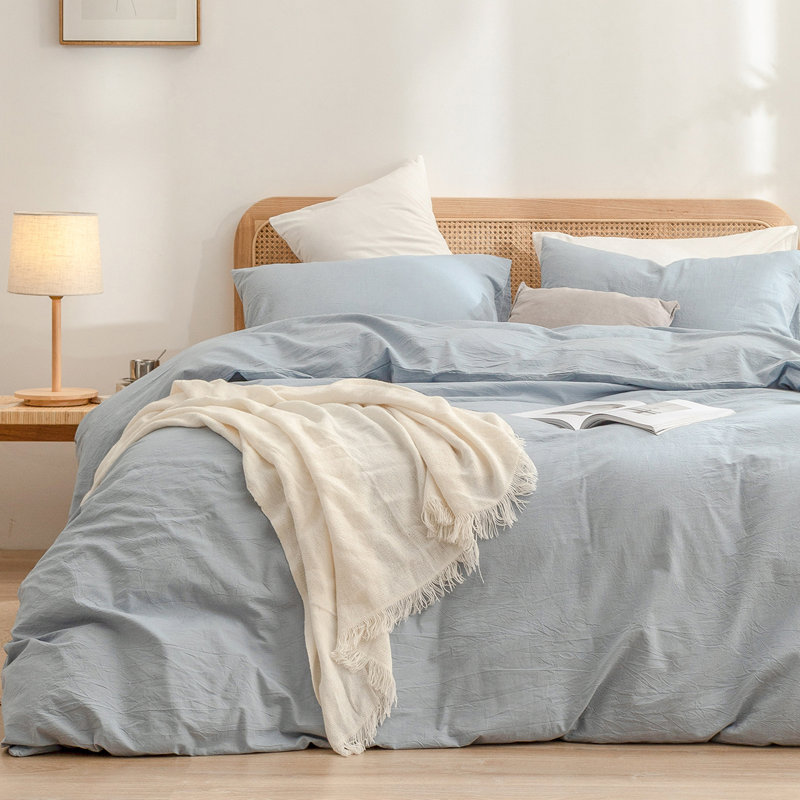 Ensemble de housse de couette 100% coton délavé Bestouch Bestouch, Housse de couette pour très grand lit et 2 taies 