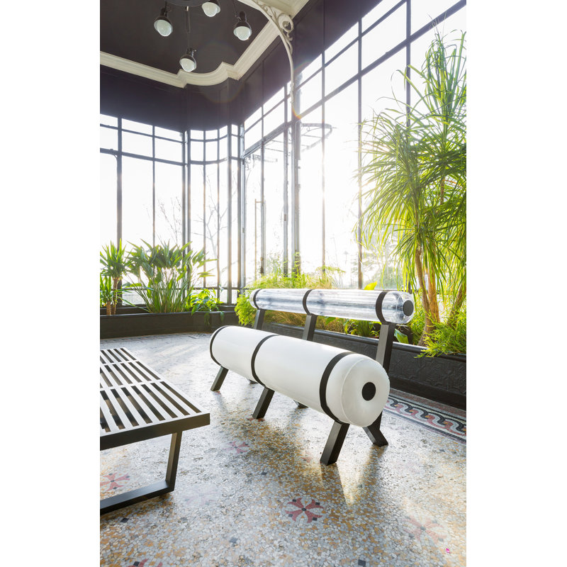 L150 Aluminium And Opaque White PVC Bench, White