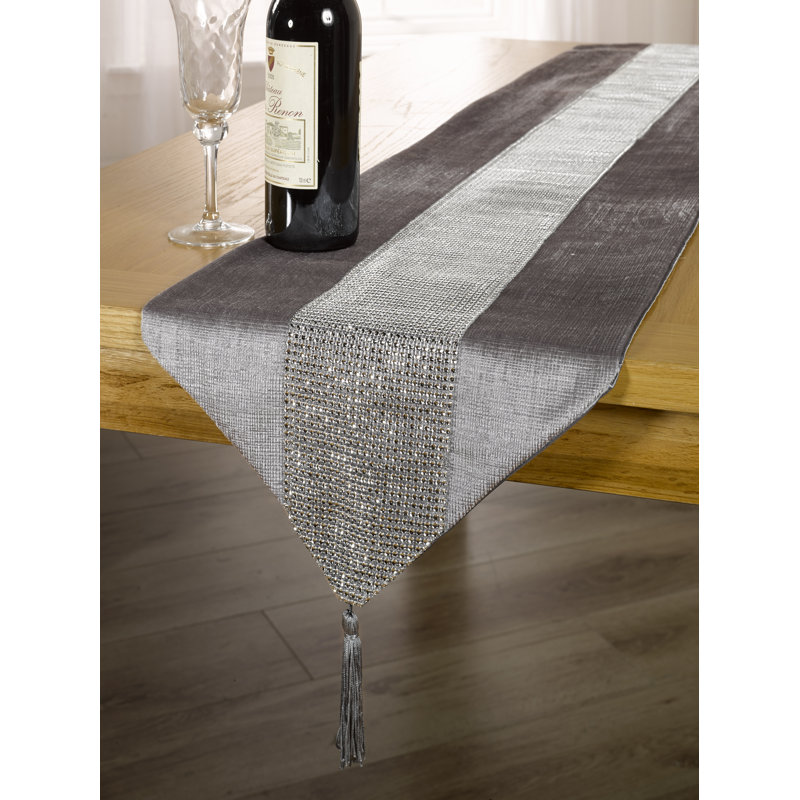 Waterside 7pc Textile Table Runner & Textile Placemats, Silver