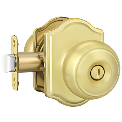 Brushed Gold Closet Door Knobs Interior No Lock, Passage Door Knobs Hallway, Gold Door Knob Without Lock 1 Pack
