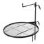 Heavy Duty Swivel Campfire Grill, 24.4" Round Portable Camping Grill Grate, Sturdy Steel BBQ Mesh, 360° Height Adjustable Over Fire Pit with Support Rod, for Outdoor Open Flame Cooking, Black