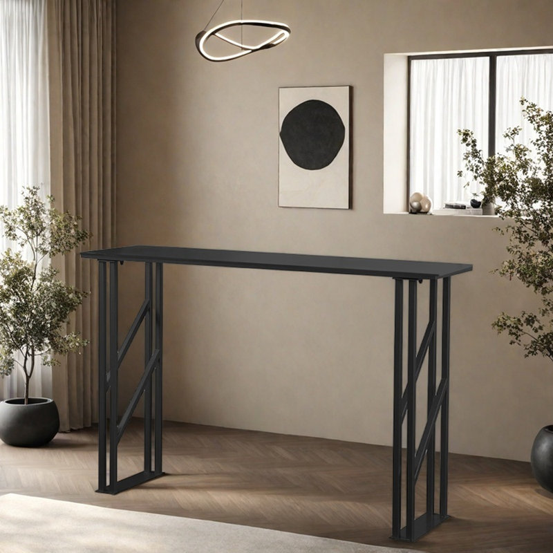 A simple and elegant bar table, Black, 41.3"H x 78.7"L x 15.7"W
