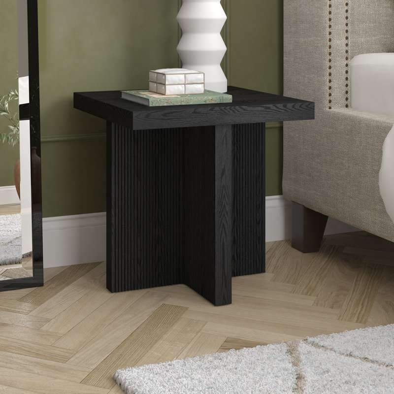 Boden 22" Wide Square Side Table in Alder, Black Grain