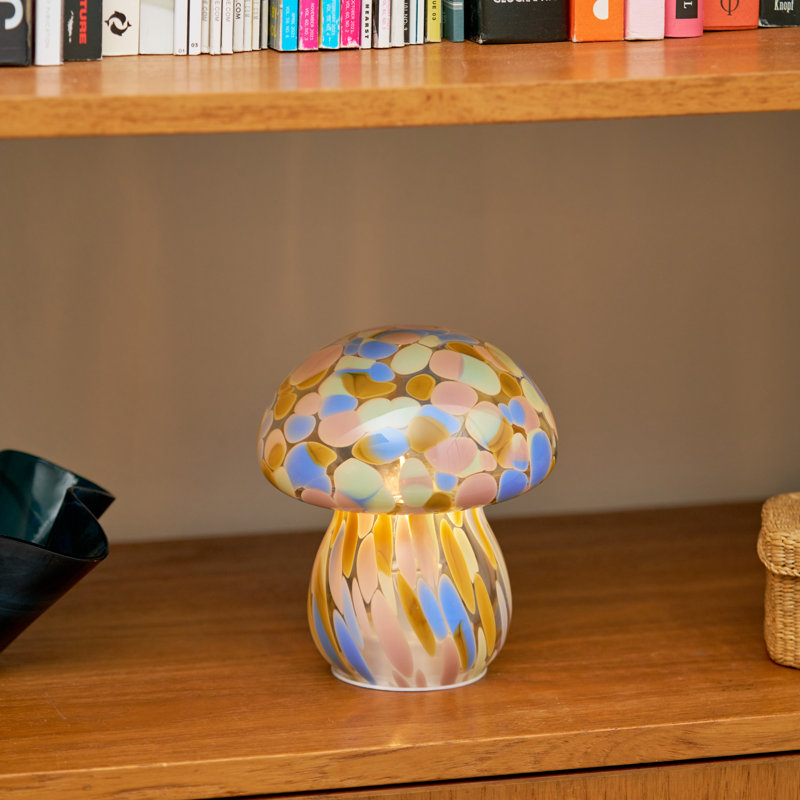 Portable Chubby Open Top Glass Mushroom Lamp, Kaleidoscope, Kaleidoscope