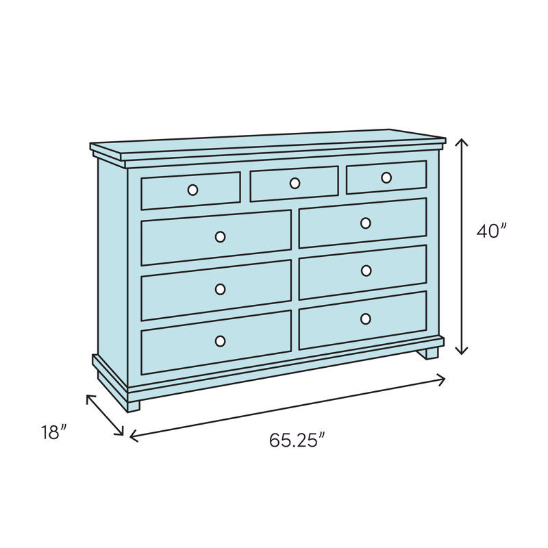 Dianna 65.25'' W 7 - Drawer Dresser, Black