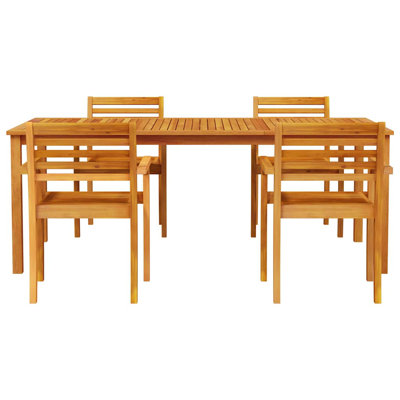 6 - Person Acacia Wood Patio Dining Set with Rectangular Table