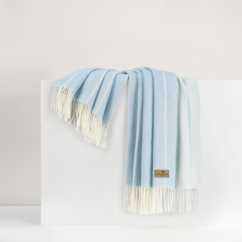 Crystal Blue Fiji Stripe Throw, Sky Blue Striped