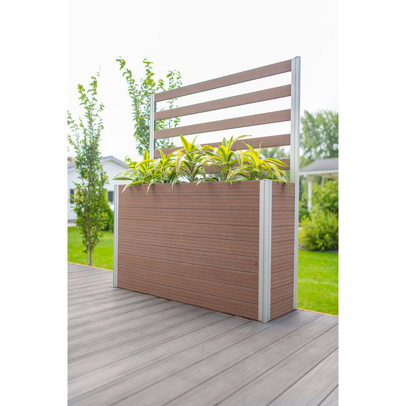 Espresso Brown Vinyl Large Planter Box with Trellis
