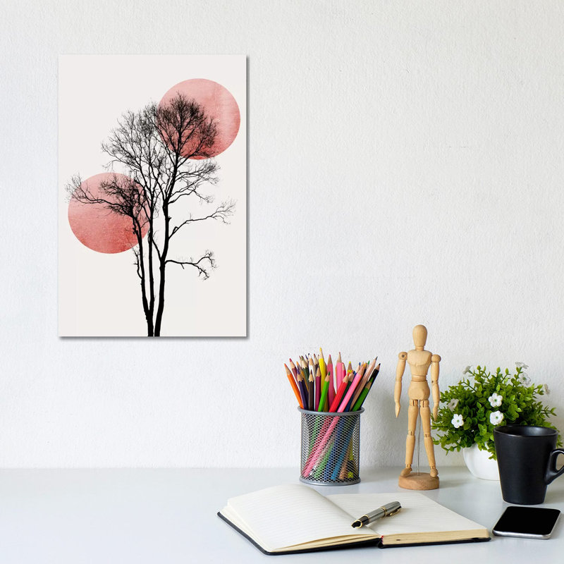 Sun And Moon Hiding-Rosè by Kubistika - Print on Canvas, Wrapped Canvas, 30.48cm H x 20.32cm W x 1.91cm D