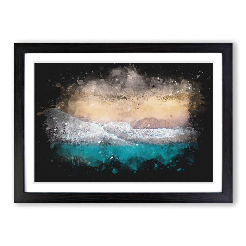 Walking upon a Beach in Corfu Greece - Picture Frame Graphic Art Print, Black Framed, 45cm H x 63cm W x 2cm D