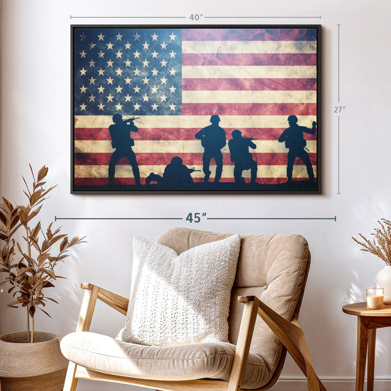 Impression sur toile militaire Grunge US, H 27 po x l 40 po