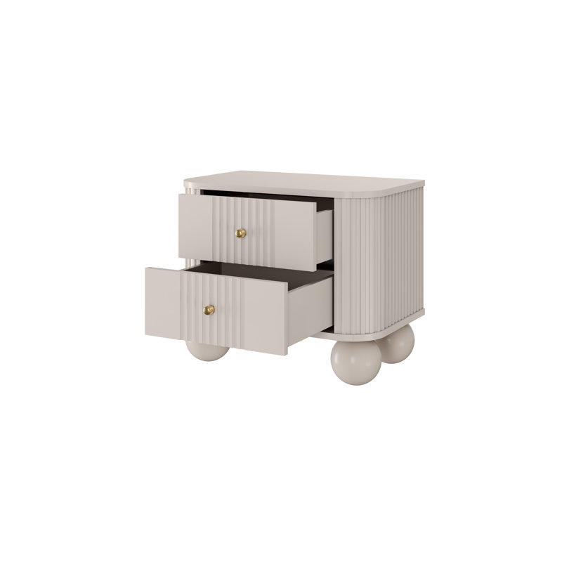 Dayzee 56cm W Manufactured Wood Bedside Table, Cashmere/Gold, Cashmere, Cashmere