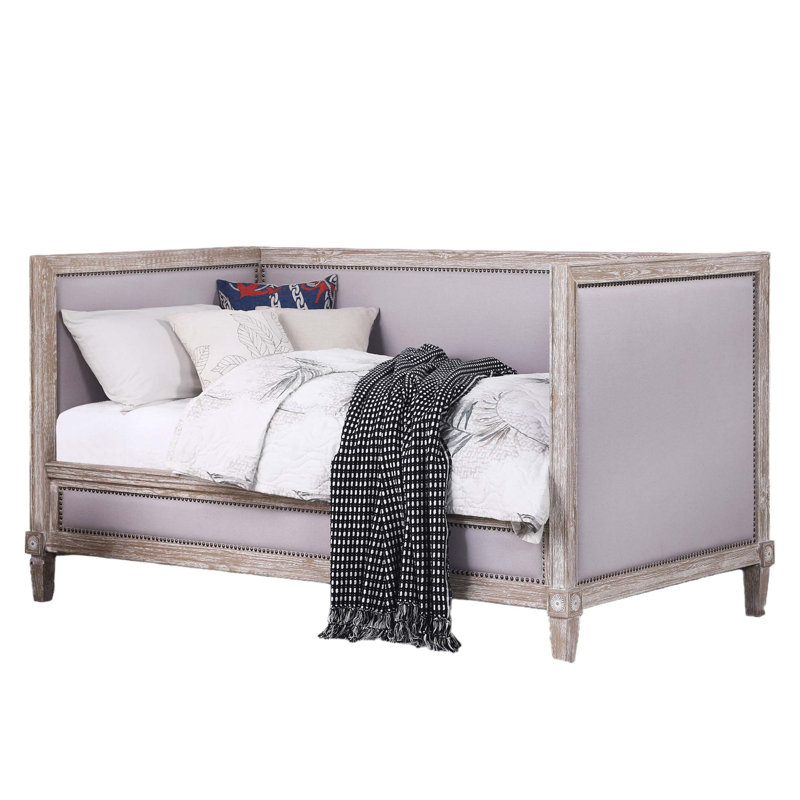 Lit de jour Charlton Linen (simple), Beige et chêne