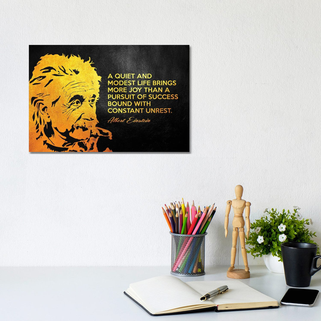 Albert Einstein Inspirational Quote by Adrian Baldovino - Wrapped Canvas Print