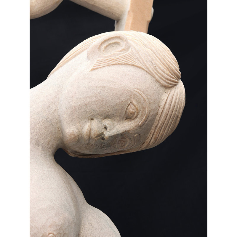 67" Self Made Man Stone Sculpture - Monumental Modern Art Figure Carving Himself from Rock, Inspirational Home Décor for Offices & Studios​