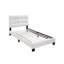 Lit simple contemporain en similicuir blanc, tête de lit rectangulaire, support central, sans sommier, cuir blanc pour chambre à coucher, pieds de soutien modernes, plan de décoration