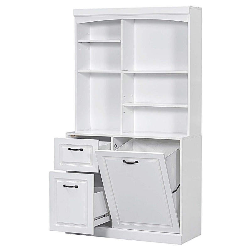 Bathroom Storage Cabinet with Tilt-Out Hamper