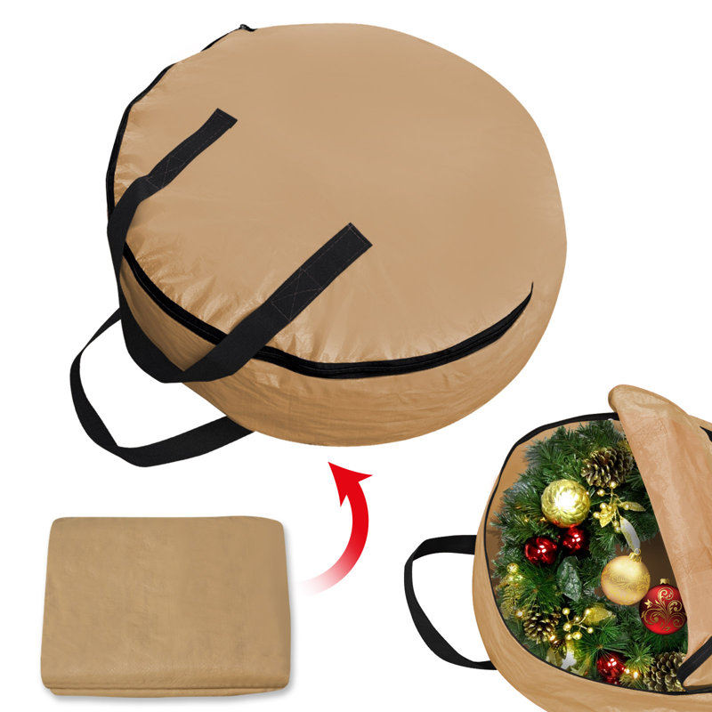 Rangement pour couronne de noël lourd, H 7,1 po x l 24 po x P 24 po, Brun clair