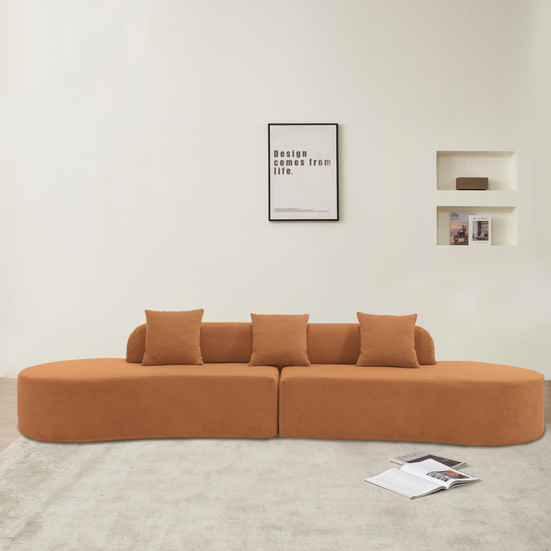 Canapé modulaire 2 pièces sans assemblage Dervil, Polyester brun