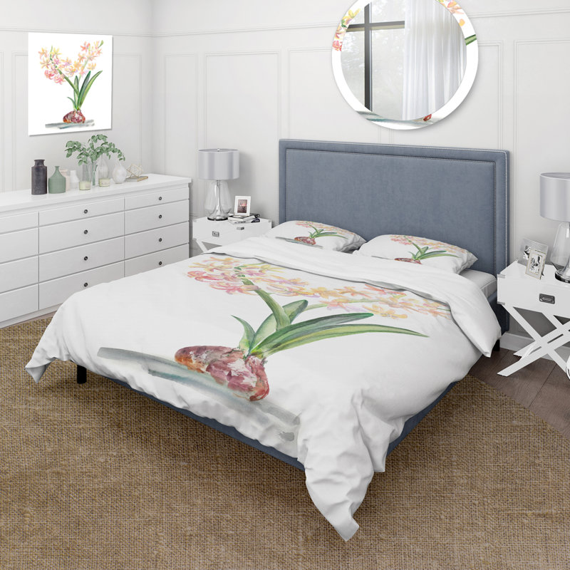 Green/Pink Microfiber Duvet Cover Set, King Duvet Cover + 2 King Shams