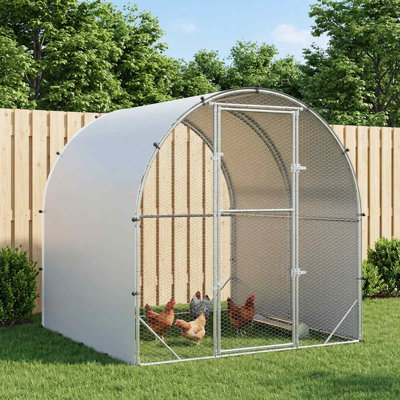 Chicken Coop Silver 78.74 x 118.11 x 78.74 in Galvanised Steel
