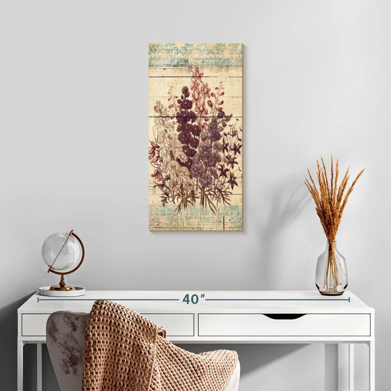 Flowers On Wood, 24" H x 12" W