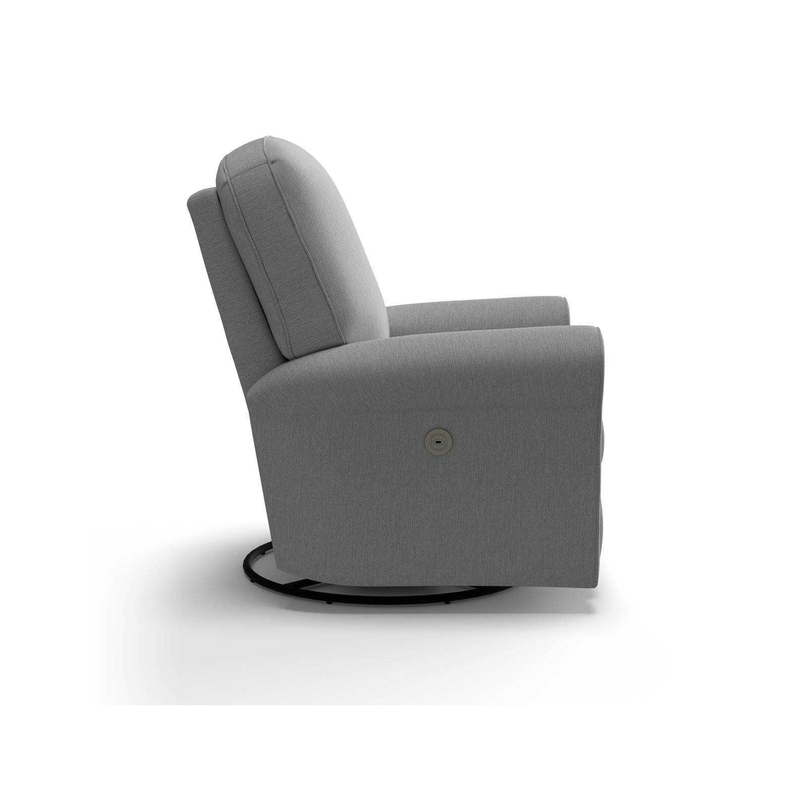 Anastasia Upholstered Swivel Reclining Glider, Radical Ash Gray Performance Chenille