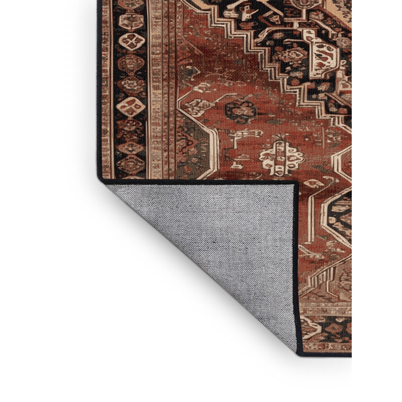 Tapis brun lavable à la machine, Rond 7 pi