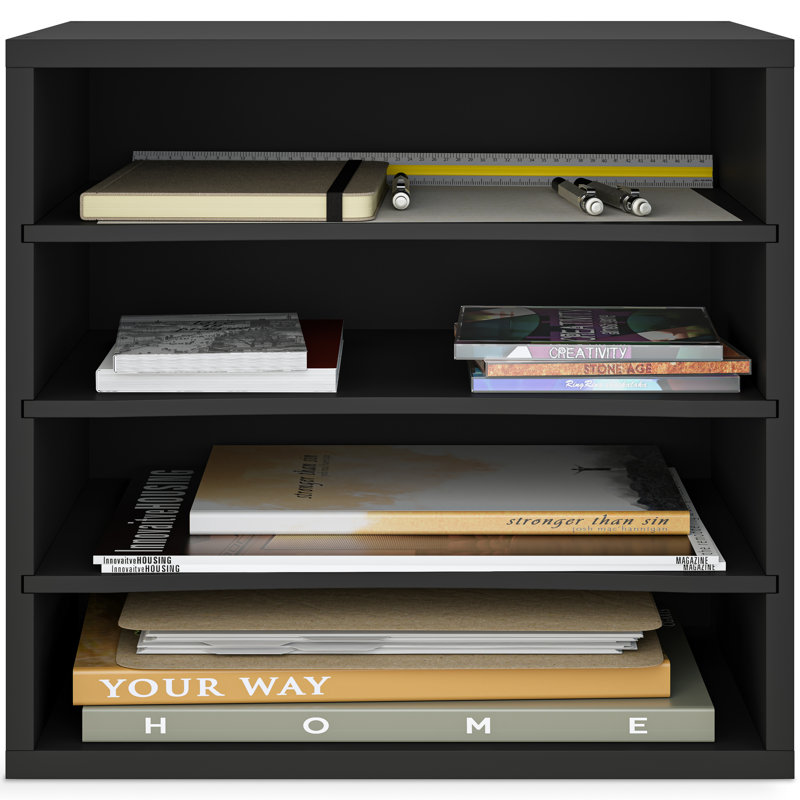 Ballucci Black Wood 4-Tier Adjustable Paper Organizer