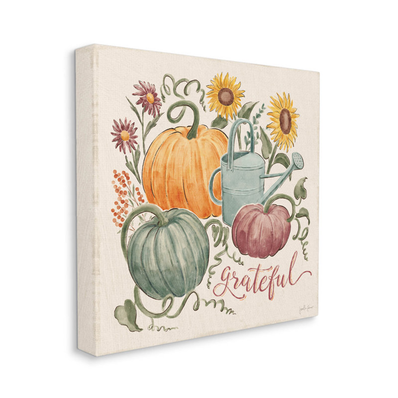 "Grateful Floral Fall Pumpkins", art mural par Janelle Penner, H 17 po x l 17 po x P 1,5 po