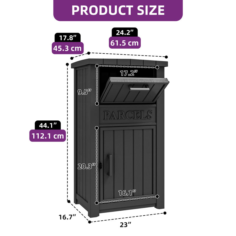 24 Gal Outdoor Package Delivery Box, Black