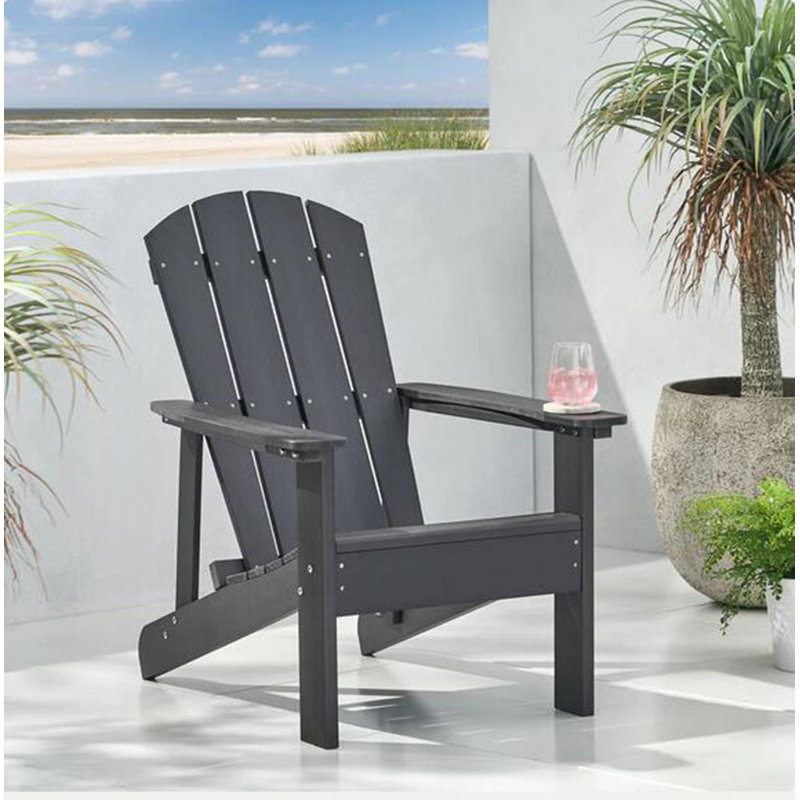 Chaise Adirondack en bois massif Fowlerville, Noir