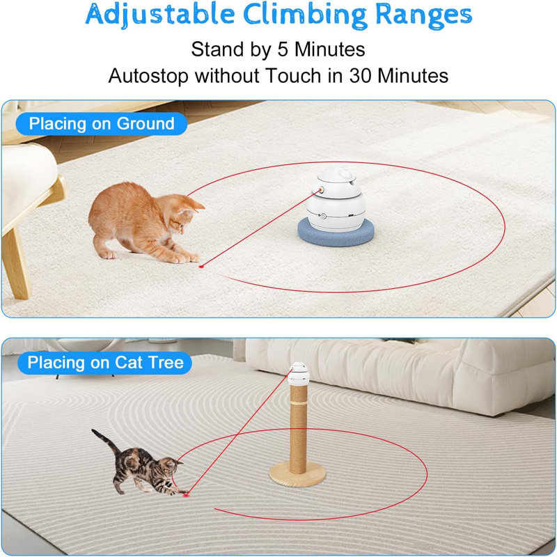 Interactive Cat Toys Automatic, 4 Games In Cat Laser Toy, 3 Speeds Hide&Seek Electronic Rechargeable Kitten Exercise Chasing Wand With Moving Feather, Realistic Slug, Colourful Cover