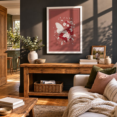 Butterfly Among Blooms Botanical - Framed Print