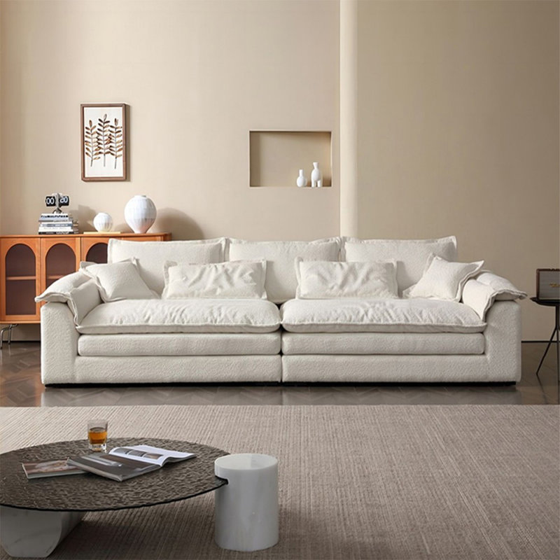 Canapé modulaire en velours blanc, 29.92" H x 102.36" W x 47.24" D