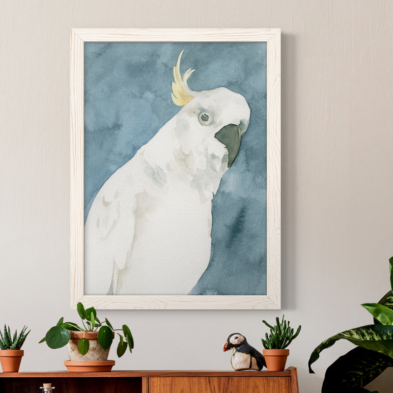Cockatoo Portrait I, toile encadrée de qualité supérieure - prête à être accrochée, H 44 po x l 31 po x P 1 po, Blanc