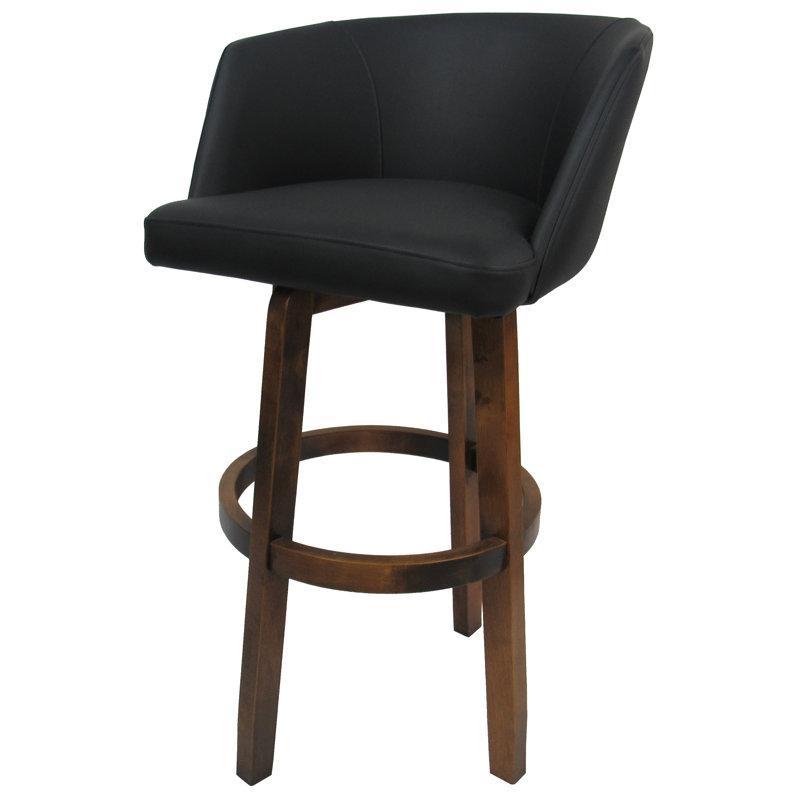 Aghilas Swivel Upholstered Counter Stool with Solid Wood Frame, Black Lava, Counter Stool (26” Seat Height)