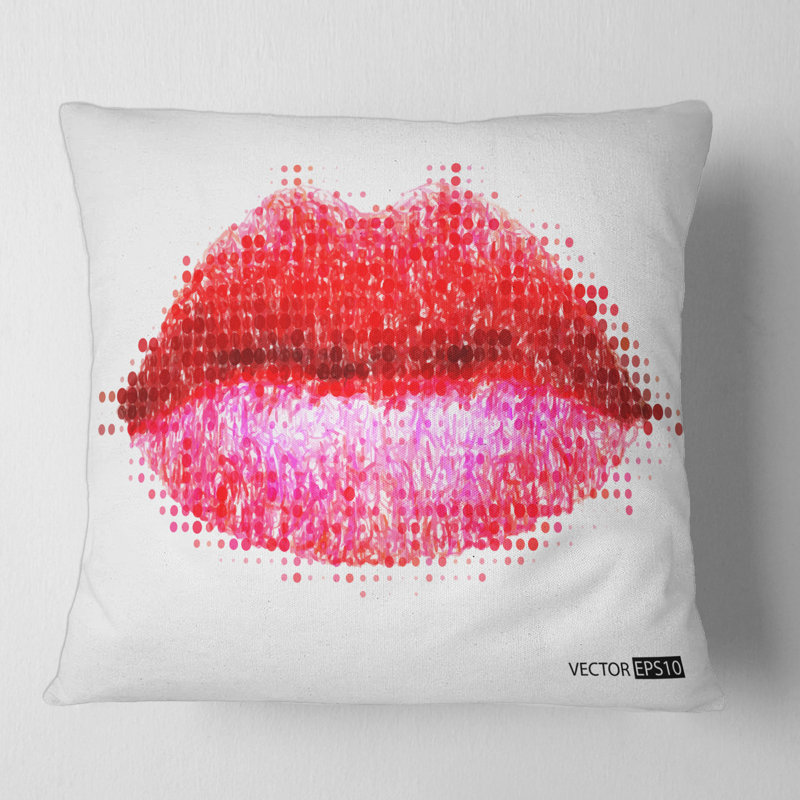Abstrait femme rouge à lèvres - coussin imprimé moderne, 18" x 18"