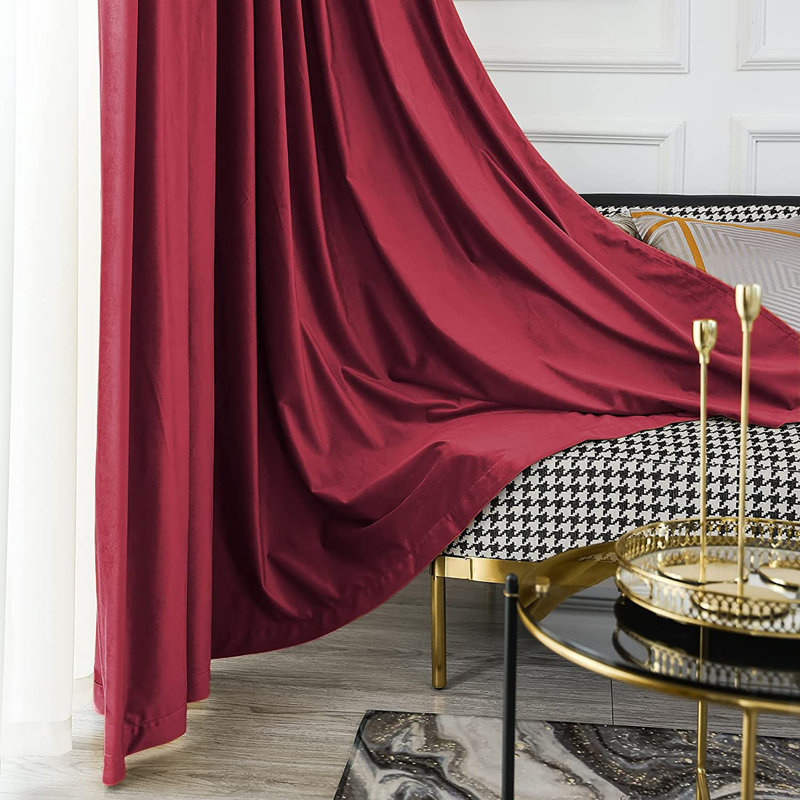 Paire de rideaux occultant et isolant de couleur unie avec œillets, Vin rouge, L 52 po x L 63 po