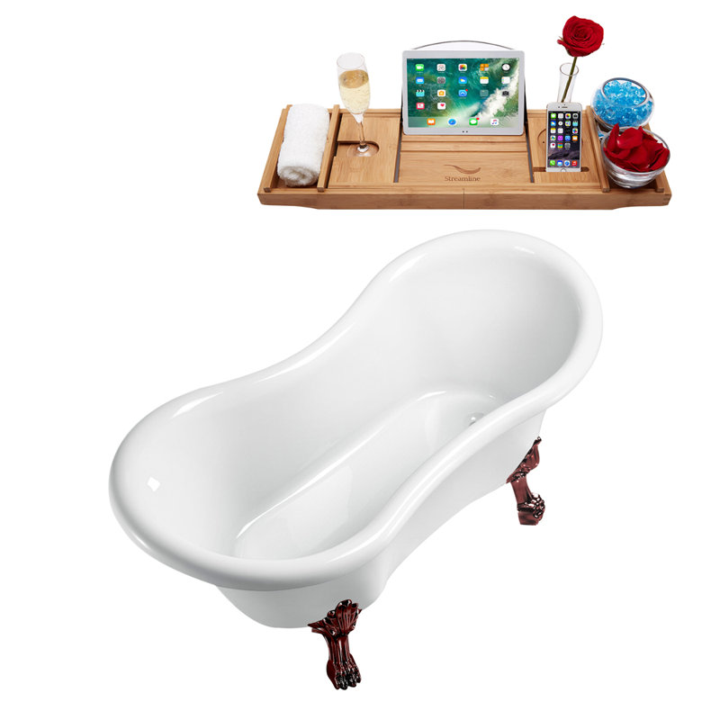 62.2'' x 30.7'' Soaking Acrylic Bathtub, Matte Black, Matte Oil Rubbed Bronze
