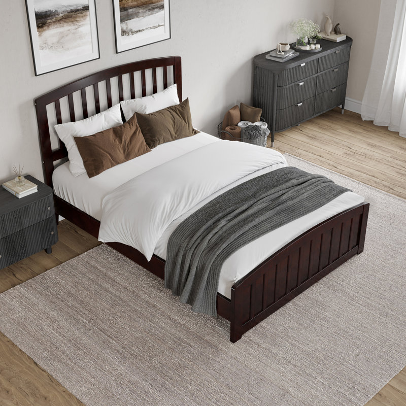 Audriel Solid Wood Low Profile Platform Bed with Matching Footboard, Full, Espresso