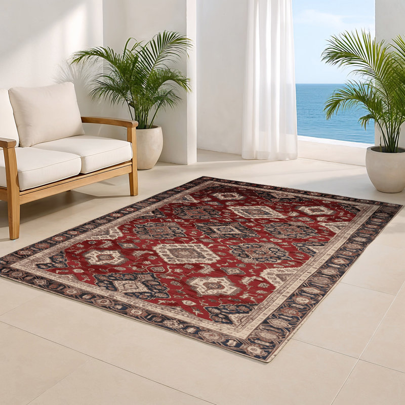 Tapis d'intérieur et d'extérieur noir Persian, Rectangle 5 pi x 7 pi