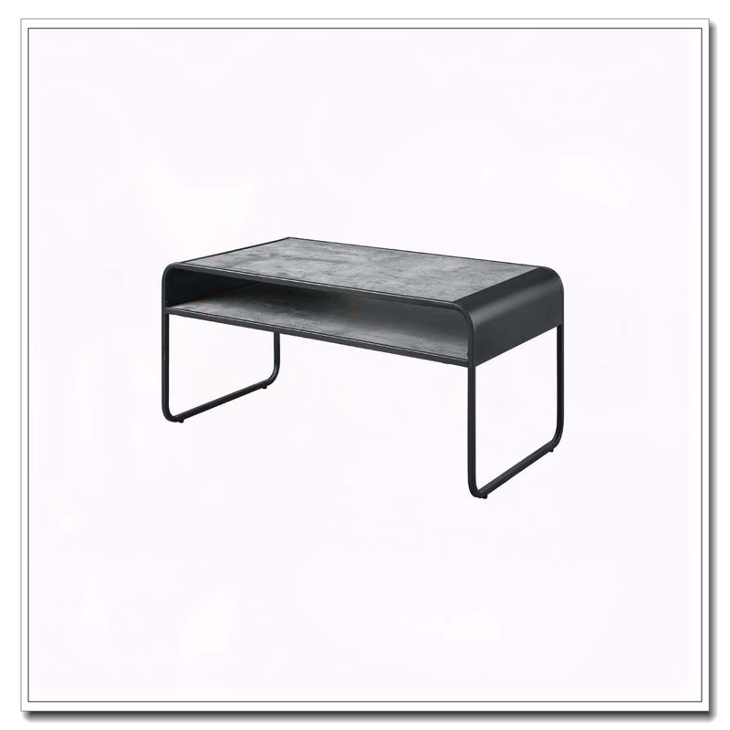 Table basse à 1 tablette en béton gris et noir