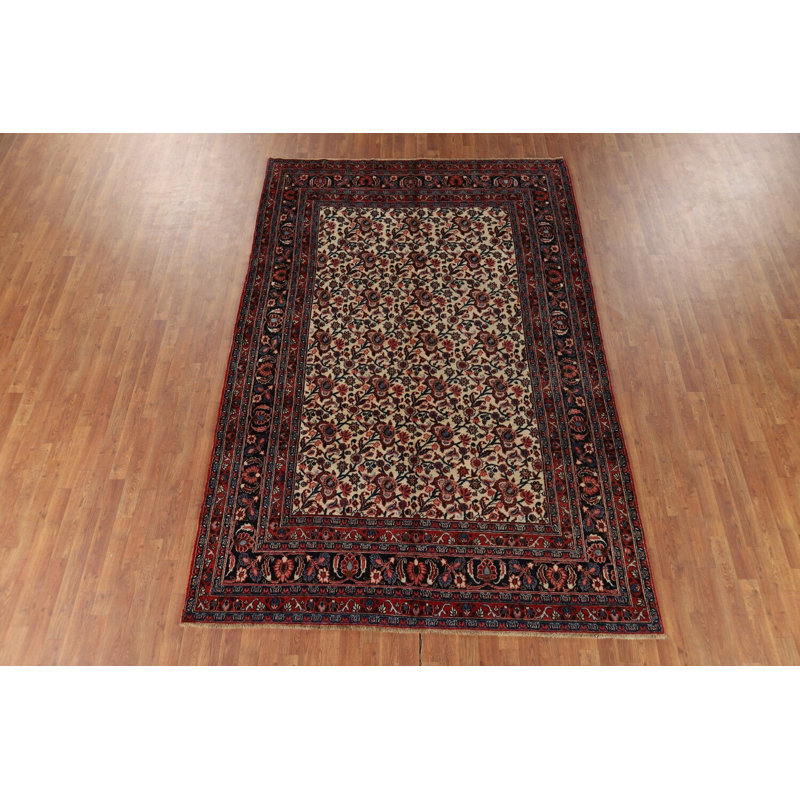 Tapis traditionnel floral à teinture végétale 7 x 10