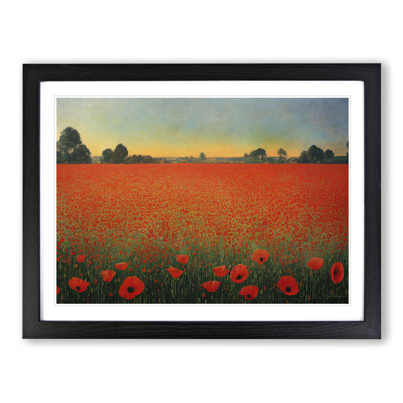 Intense Poppy Field Flowers - Framed Print, Black, 46cm H x 64cm W x 2cm D