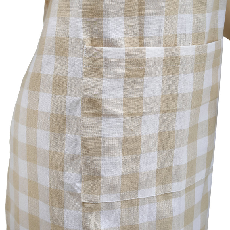 Dorine Plaid Cotton Bib Apron, Beige/White
