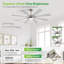 Grand ventilateur de plafond avec lumière, ventilateur de plafond industriel moderne de 62/72 pouces avec lumière et télécommande, 8 ventilateurs de plafond silencieux à deux pales à haute finition CFM, moteur à courant continu réversible, 6 vitesses, 5 lumières DEL à température de couleur variable, ventilateur de plafond extérieur pour abri de patio-631261136-631261139-631261143