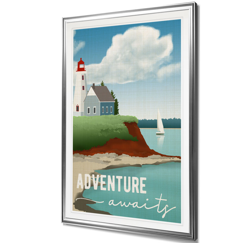 «Adventure Awaits» - reproduction de cadre photo, H 30 po x l 22 po x P 1,5 po, Cadre argenté