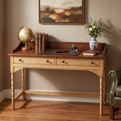 Wooden Writing Desk with Turned Bobbin Legs and Storage Drawers